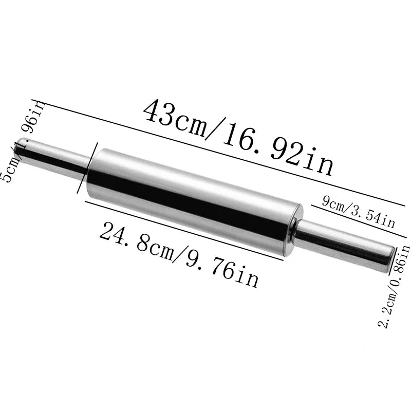 Stainless Steel Rolling Pin for Non-stick Dough Flour Stick Kitchen Cooking Baking Tools Accessories Pizza Roller with Handle Oasis Select Extra large 43cm