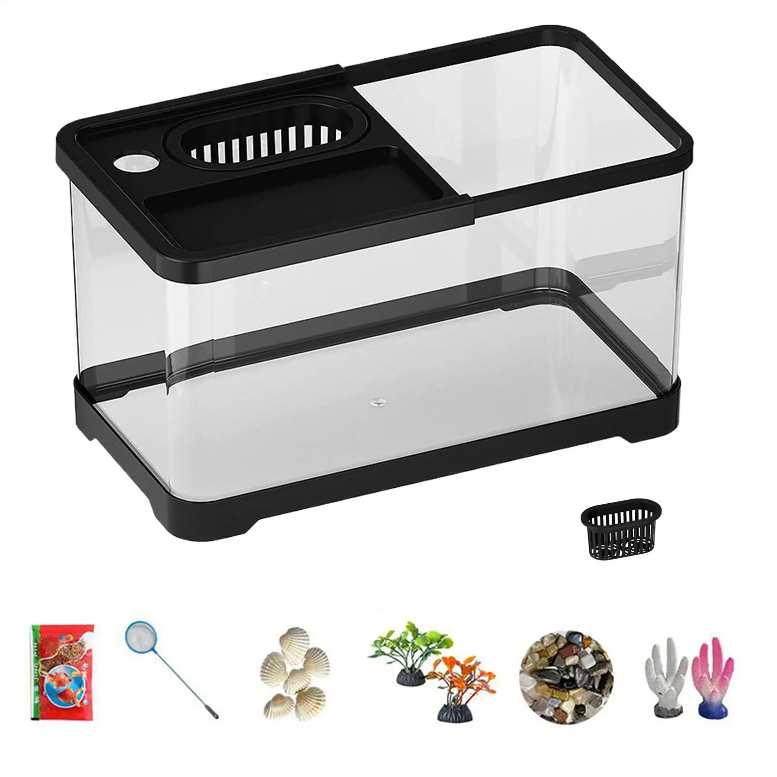 Small Aquarium Kit LED Fish Tank Kit With Decoration Accessories Dust-proof Underwater Landscape Decoration for Desktop Living Oasis Select