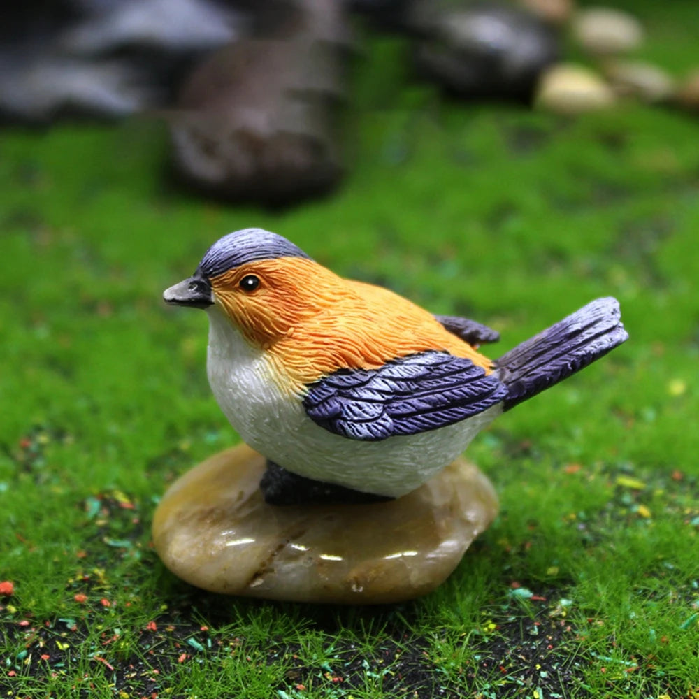 Crafts Dollhouse Little Birds Animal Model Succulent Plant Home Decor Fairy Garden Decor Micro Landscape Miniature Figurines Oasis Select M-Orange Bird