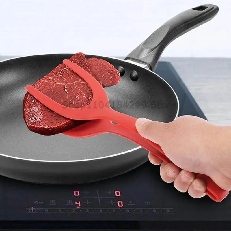 2 in 1 Shovel Clip Silicone Grip Flip Tongs Egg Steak Spatula Tongs Clamp Pancake Fried Turners Cooking Tool Kitchen Accessories Oasis Select
