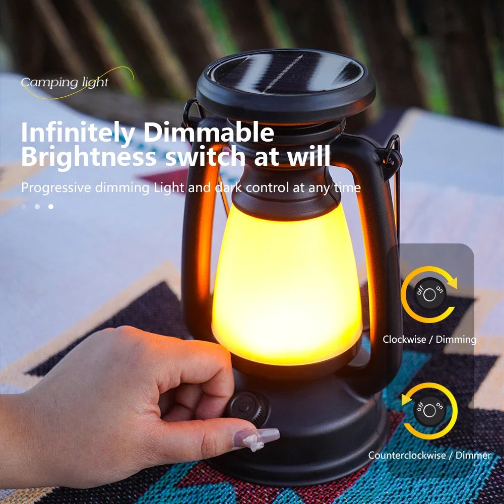USB Rechargeable Camping Light Portable Camping Lanterns Hanging Tent Light 3000-5000K Stepless Dimming with Solar Charging Oasis Select