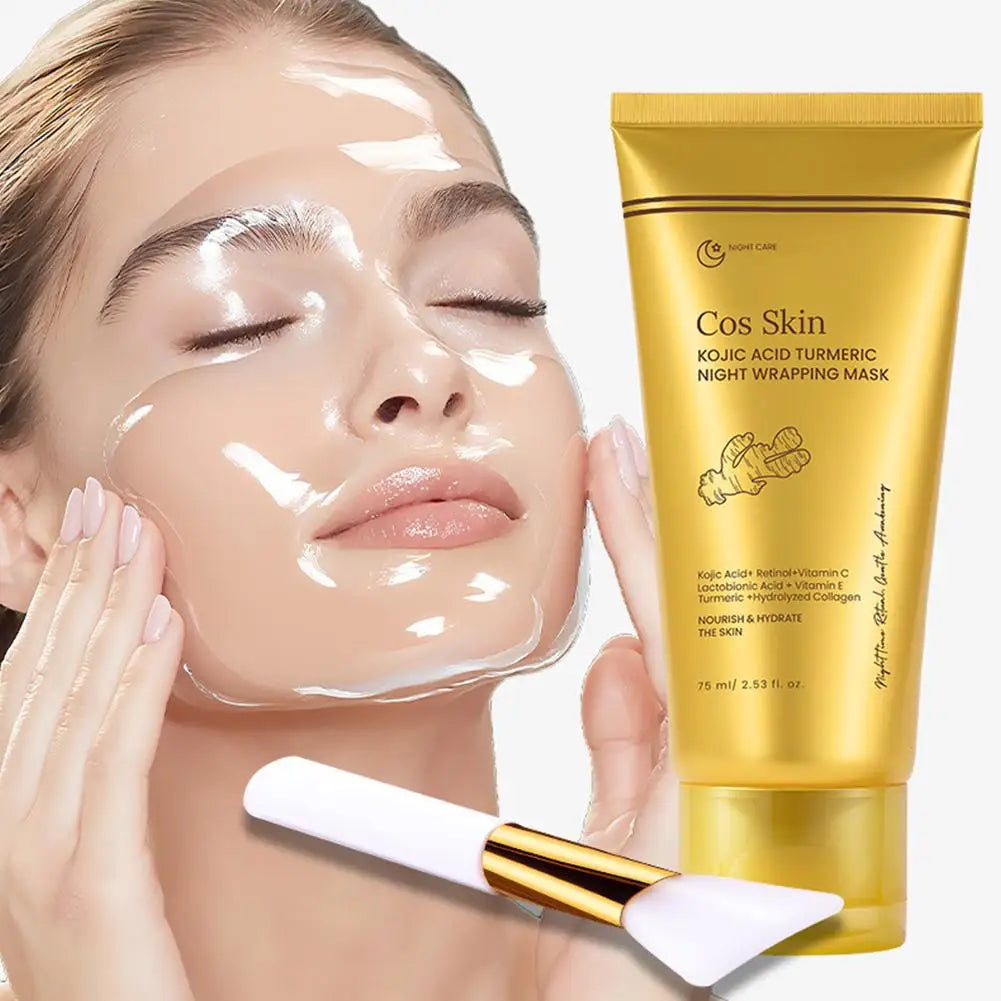 Kojic Acid Turmeric Overnight Wrapping Peel Off Mask Kit Nourish Hydrolyzed Collagen Glowing Skin Refresh Skin Firming Skincare Oasis Select