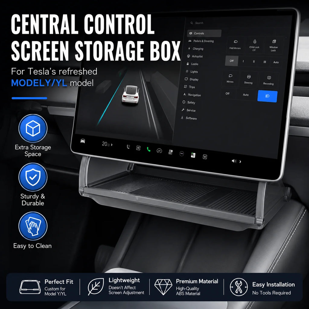 For Tesla Model 3 Y Screen Behind Storage Box Hidden Organizer Tray Refreshed Model Dashboard Interior Accessories Oasis Select
