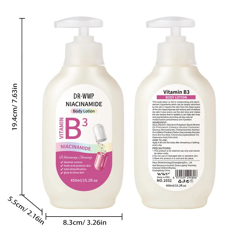 AHA Fruit Acid Body Lotion 450ml – Whitening & Moisturizing Body Moisturizing Lotion Oasis Select 450ml-Vitamin B3