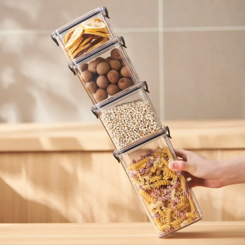 460-1800ml Kitchen Sealed Jar Stackable Food Storage Box Multigrain Tank Bottle Cereal Candy Dried Fruit Tea Storage Containers Oasis Select