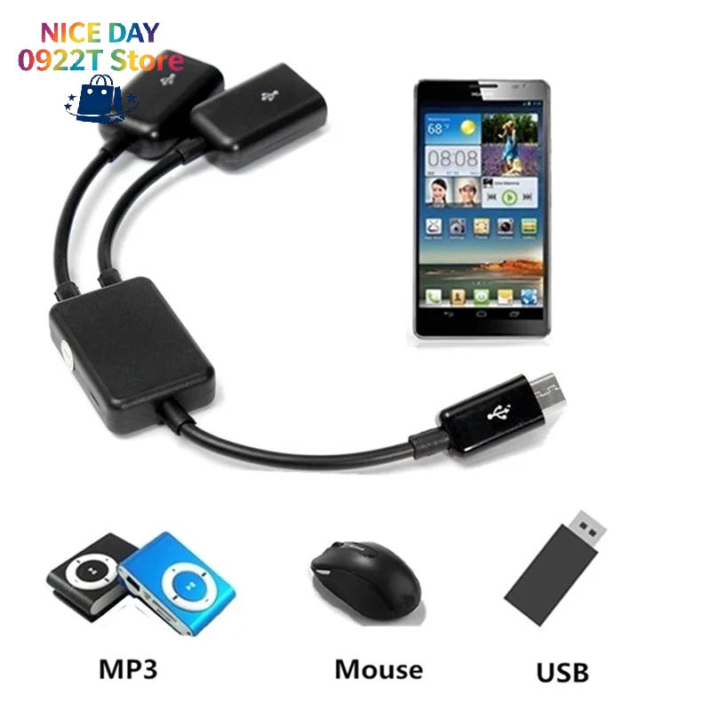 Dual Micro USB OTG Hub Host Adapter Cable for Tablet PC and Smart Phone@#X Oasis Select