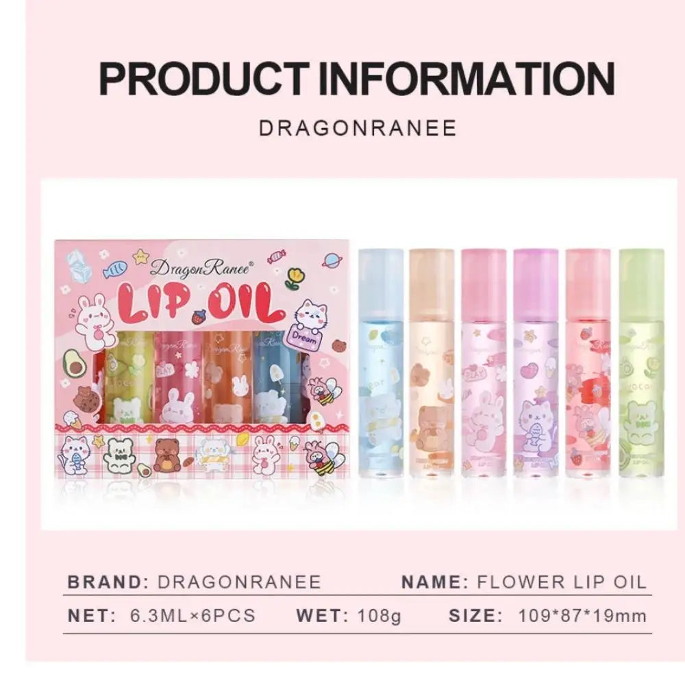Dragon Ranee 6-Piece Hydrating Lip Oil Set – Flower Jelly Gloss