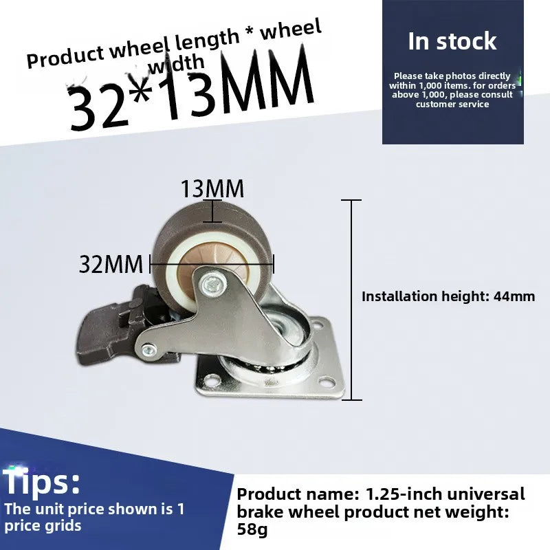 4pcs 1 1.25 1.5 2 Inch Furniture Caster Soft Rubber Universal Wheel Swivel Caster Roller Wheel For Platform Trolley Accessories Oasis Select 1.25 inch C