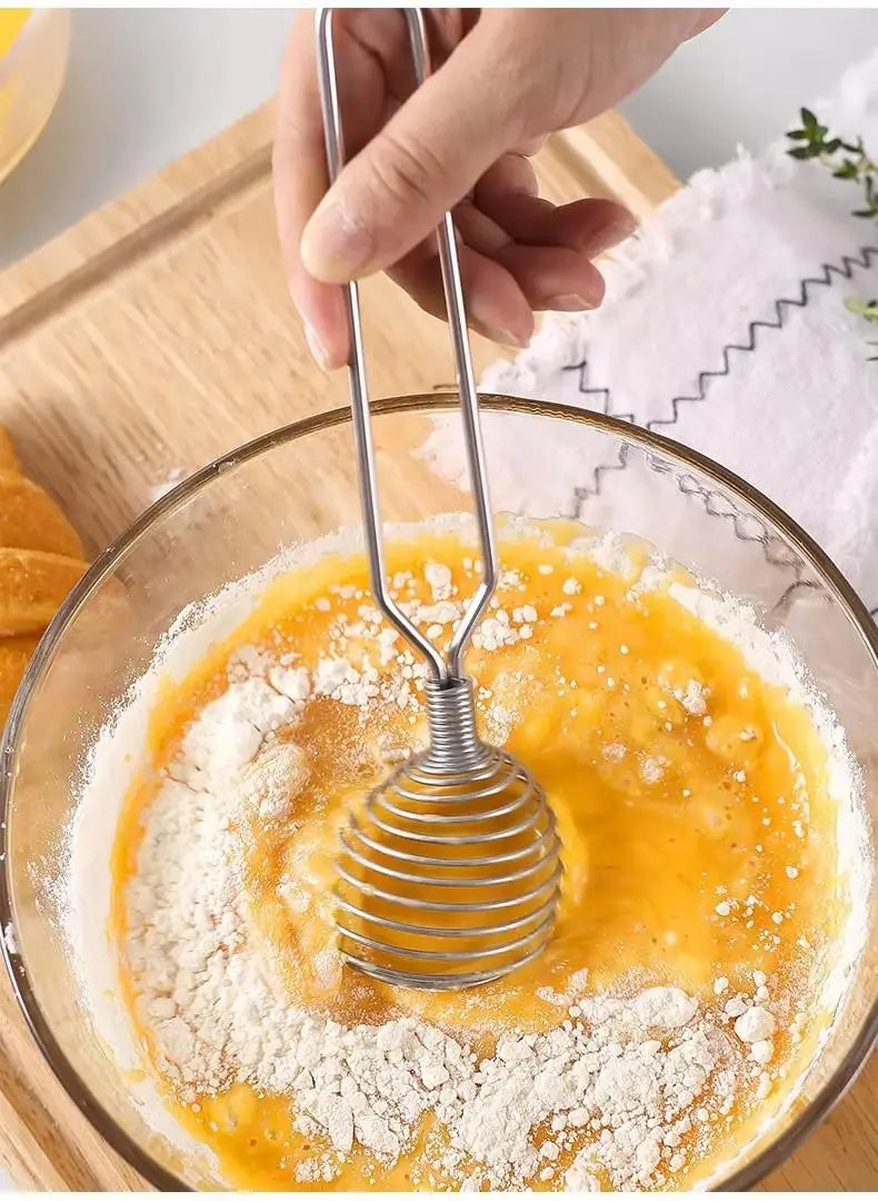 Handheld Manual Egg Beater – Stainless Steel Spring Whisk