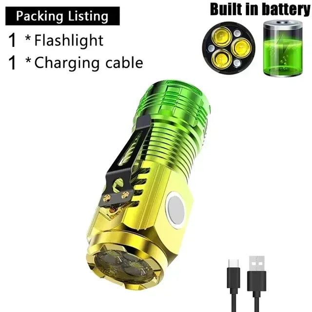 ZHIYU Mini LED Flashlight 800 Lumen USB Rechargeable Waterproof