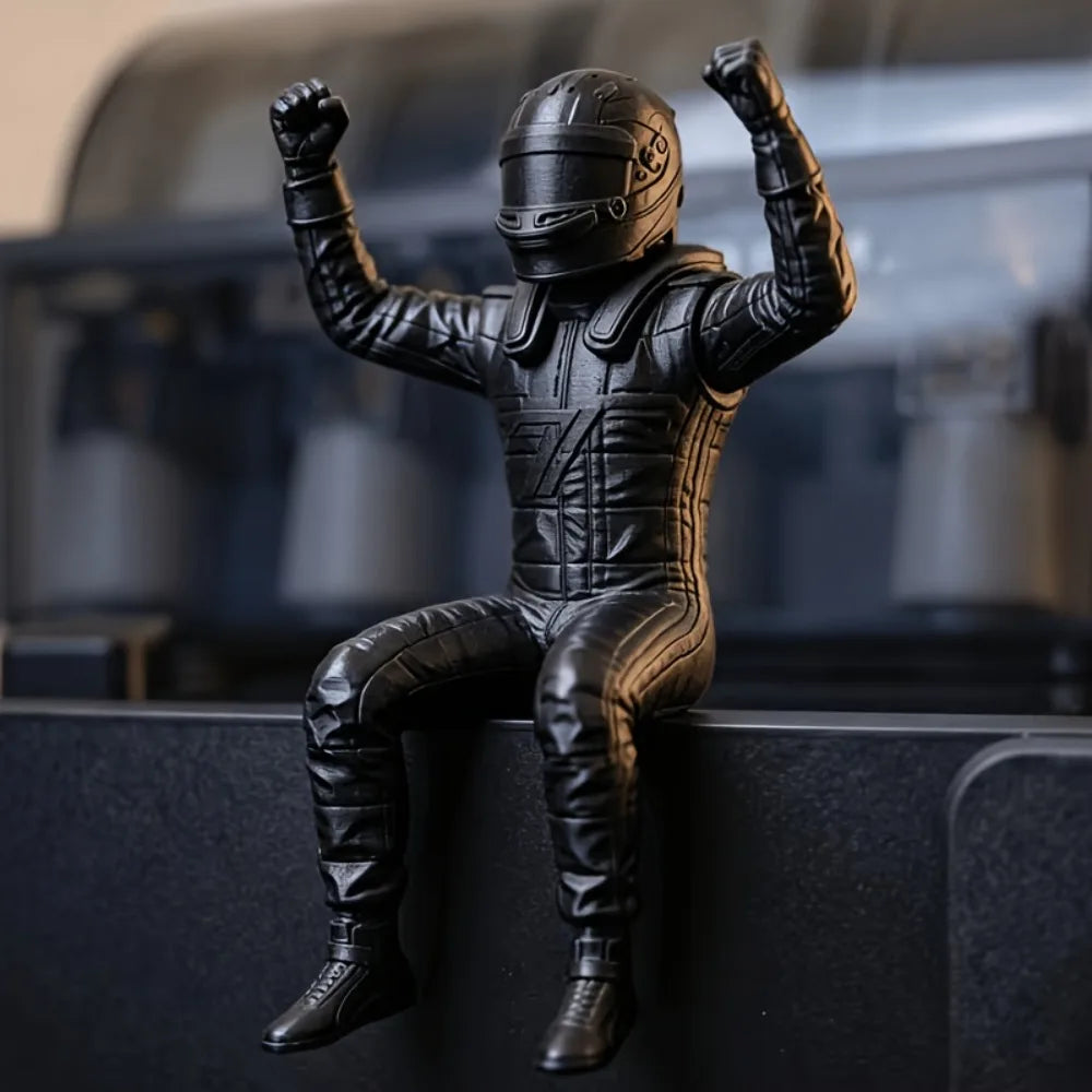 Cool Racing Driver Statue with Victory Pose Creative Desktop Craft Ornament Decor for Monitor Edge Shelf Home and Office Oasis Select