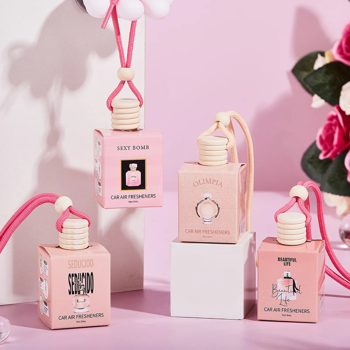 Pink Car Air Freshener Perfume Pendant – Fresh Scent Car Air Freshener Oasis Select