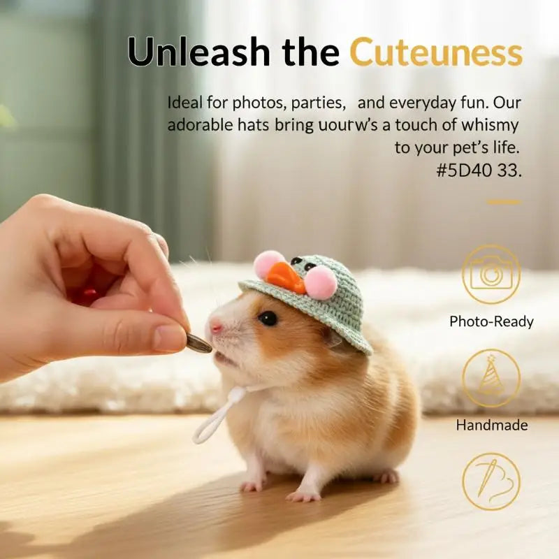 Cute Crochet Hat for Hamster, Guinea Pig & Small Pets