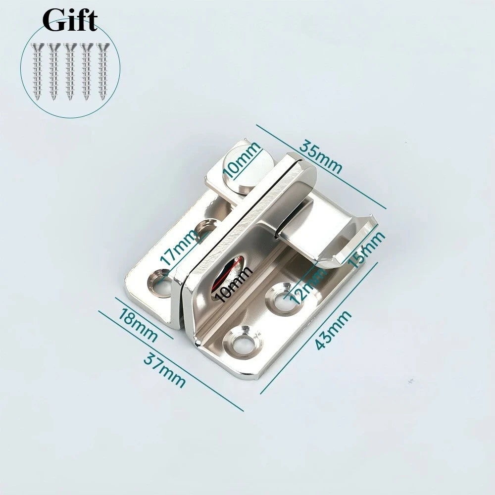 Stainless Steel Lock Latch Pet Cage Right Door Bolt Hasps Bathroom Security Anti Theft Deadbolt with Lock for Door Enhancement Oasis Select Silver-S-1PC
