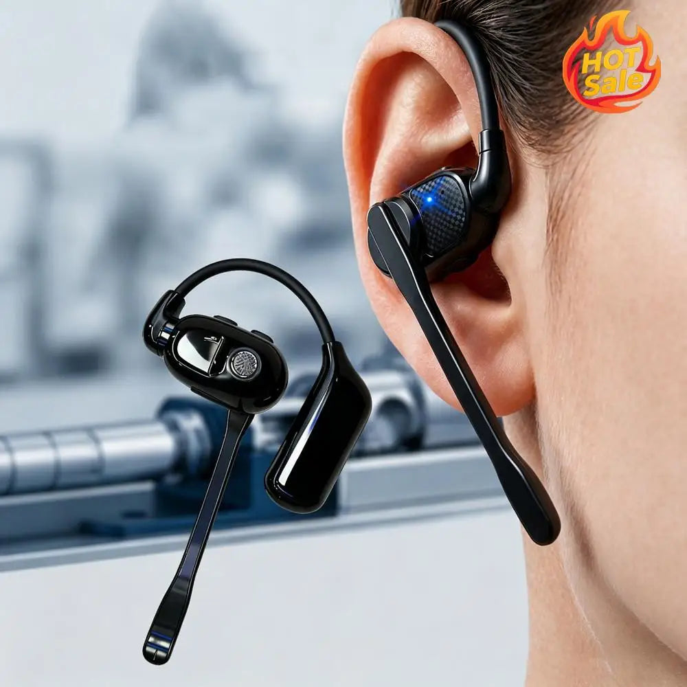 BT Earhook Earphones Built-in Microphone Open Ear Wireless Earpiece Type-C Charging Lightweight for Music Travel Business Office Oasis Select