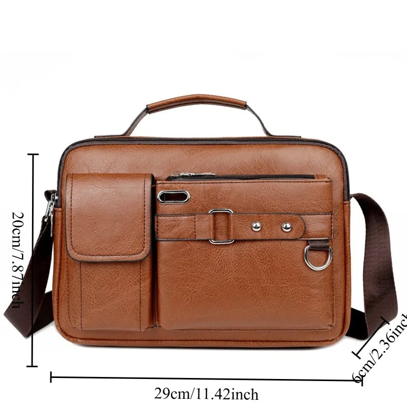 Men's Retro Messenger Bag with Waterproof Design Large Capacity Laptop Briefcase for Office Work Travel and School Oasis Select khaki