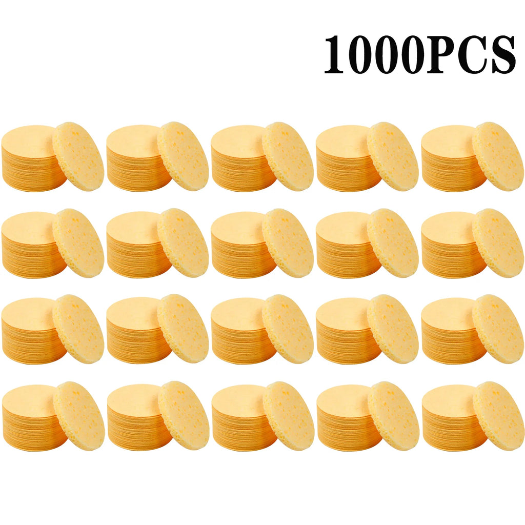 50-1000PCS Compress Face Wash Puff Natural Wood Pulp Sponge Face Wash Puff Foaming Face Puff Cosmetic Puff Face Cleansing Sponge Oasis Select Yellow-1000PCS