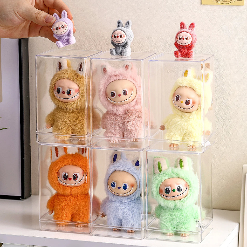 1pc transparent labubu dustproof display box, cotton doll stackable storage box suitable for toy collection and storage box Oasis Select