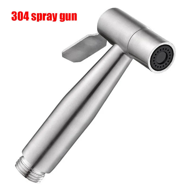 Personal Care Hand Held Spray Portable Bidet Toilet Sprayer Dual Control Angle Valve Stainless Steel Bathroom Accessories Bidets Oasis Select Silver 304 spray gun