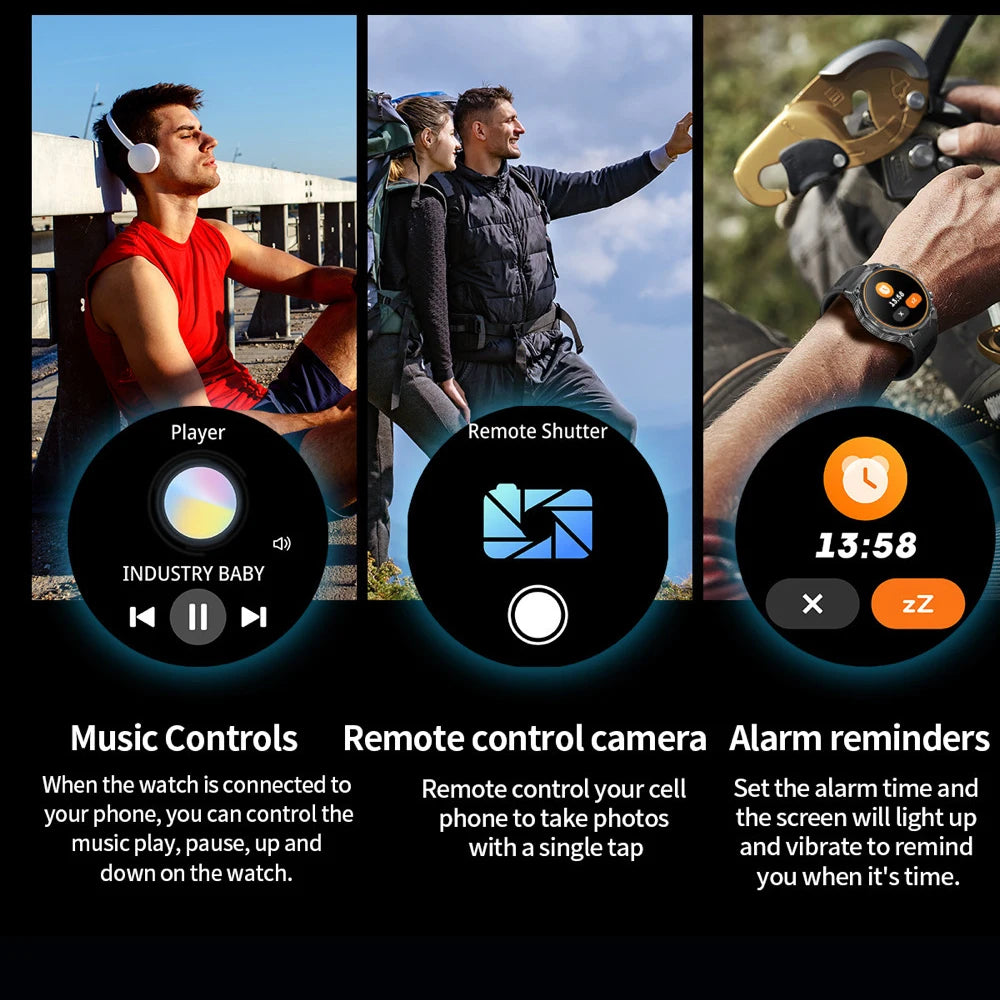 2025 Calendar Men Wireless Call Smart Watch LED Flashlights Waterproof Heart Rate Health Sleep Sports Fitness Smartwatch 400Mah Oasis Select