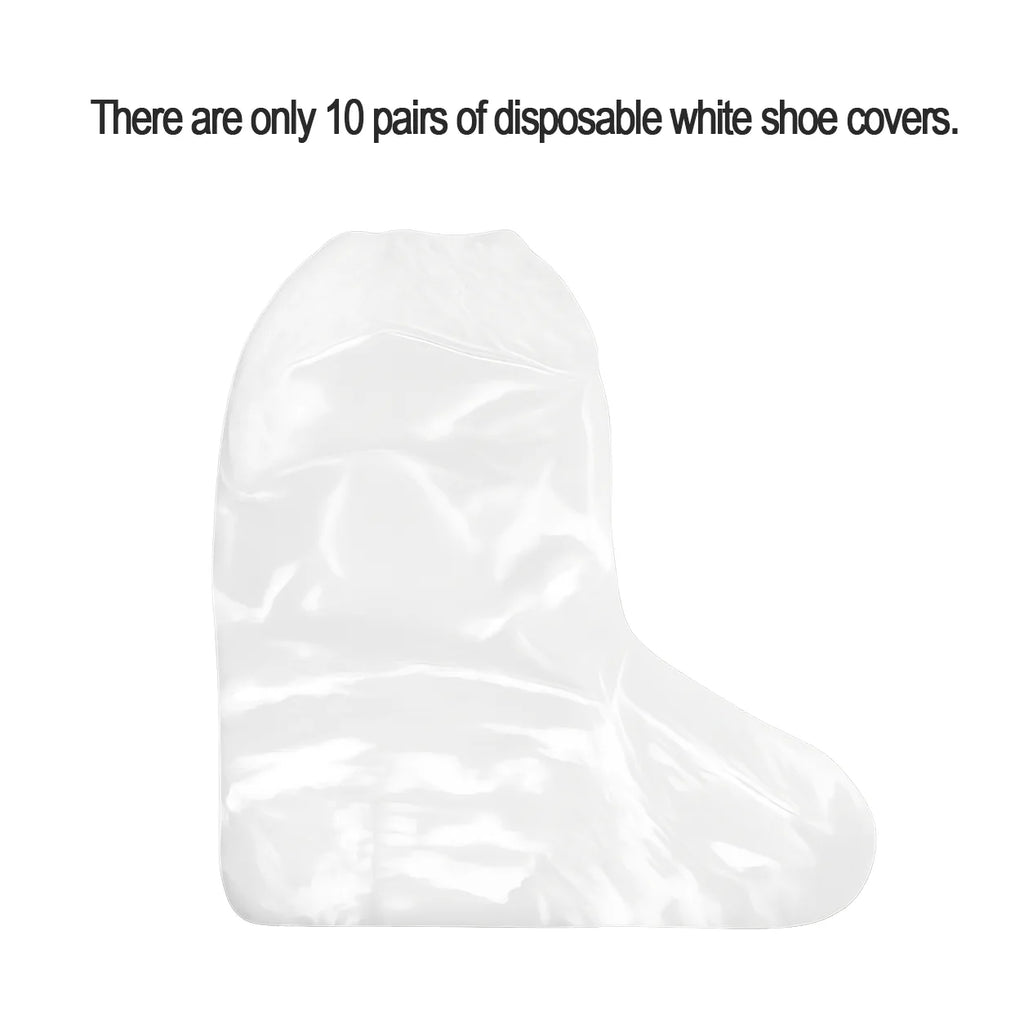 White Raincoat with 10 Disposable Shoe Covers Waterproof Adult Poncho Set for Outdoor Travel Camping Hiking Rain Protection Gear Oasis Select 10PCS-White