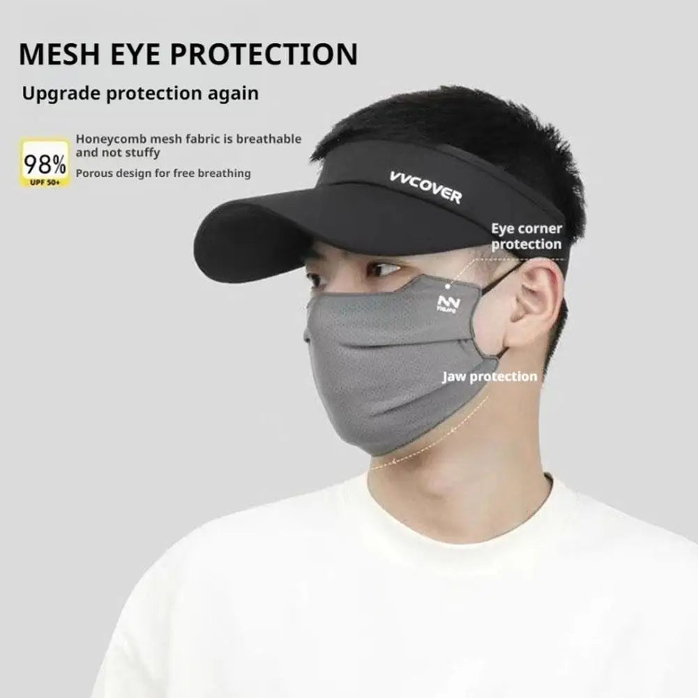 Breathable Ice Silk Face Cover UV Face Shield Washable Reusable Sun Protection Face Mask for Motorcycle Running Riding Exercise Oasis Select