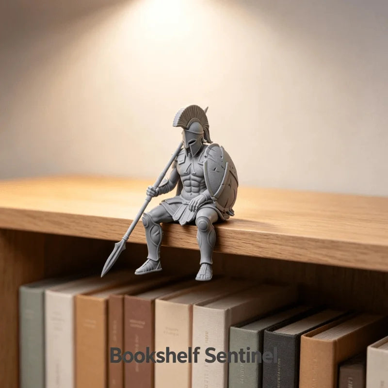 Sitting Spartan Warrior Figurine 3D Printed Hanging Leg Greek Statues Display Screen Mini Decor for Gaming Desktop Office Gifts Oasis Select