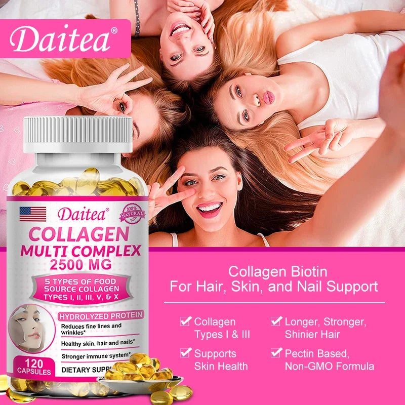 Daitea Hydrolyzed Collagen Supplement – Supports Healthy Skin, Joints, Hair, Nails - Antioxidant - Dietary Supplement Oasis Select
