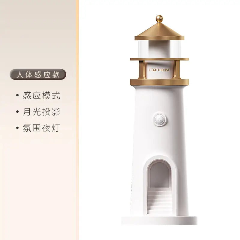 Dreamy Moonlight Lighthouse Night Light Gift for Bedroom Atmosphere Bluetooth Audio Display Oasis Select Human body sensing