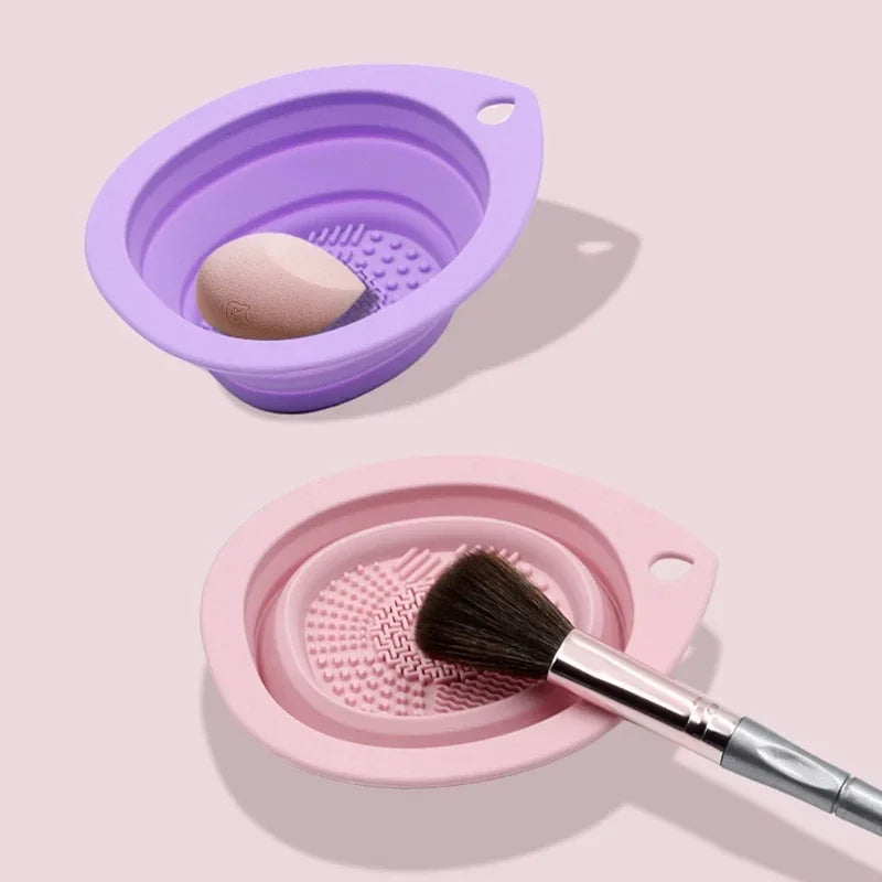 Silicone Makeup Brush Cleaner Folding Powder Puff Cleaning Bowl Eyeshadow Brushes Washing Soft Mat Beauty Tools Scrubber Box Oasis Select