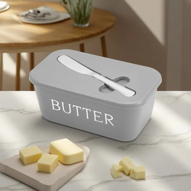 Easy-Clean Lid & Handle - Large Butter Storage Container with Knife - Heavy-Duty PP Plastic Butter Dish - Restaurant Supplies Oasis Select