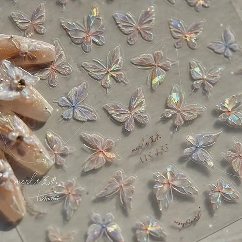 3D Iridescent Butterfly Nail Stickers – Self-Adhesive Decals Nail Art Stickers Oasis Select