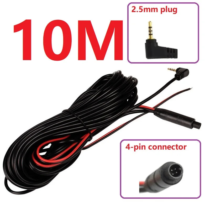 12V 24V 4Pin Car DVR Dash Camera Cable Reverse Rear View Parking Video Extension Cable DC 2.5MM jack Wire Rear View Camera Cable Oasis Select 10m