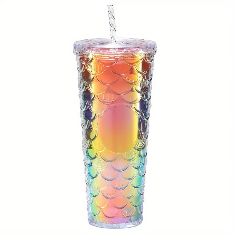 double wall 701-800ml plastic durian tumbler durian cup with lid and straw no logo Oasis Select Rainbow color