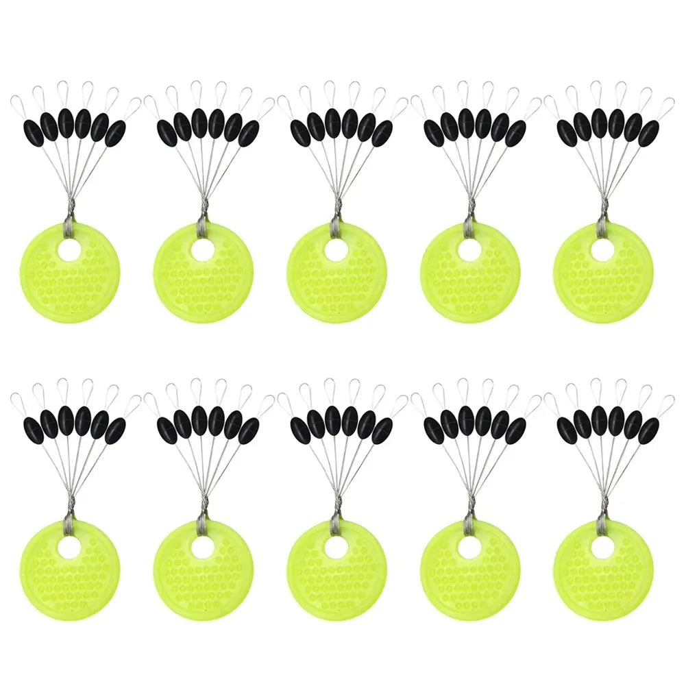 10/40 Group Set High Quality Rubber Space Beans Sea Carp Fly Fishing Black Rubber Oval Stopper Fishing Float Fishing Bobber Oasis Select 10Groups-S