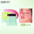 QIBEST 3 Colors Jelly Blush Stick Lip Balm Eyes 3-in-1 Multi-Use Matte Blush Moisturize Brighten Lipstick Watercolor Cosmetics Oasis Select 03