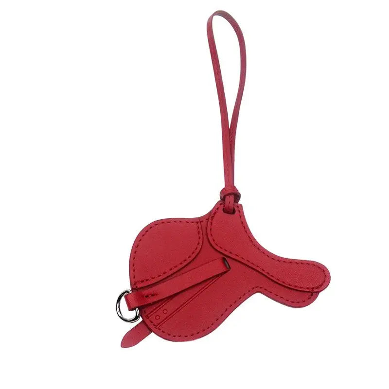 Equestrian Elegance Crafted Bag Charm - Statement Piece Made With Premium Thick PU Leather, Palmsize Oasis Select Red