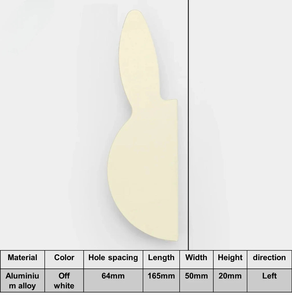 Love Rabbit Cartoon Children's Room Handle Color Matching Cabinet Door Handle Kitchen Cabinet Shoe Cabinet Wardrobe Door Handle Oasis Select Off white Left 165mm