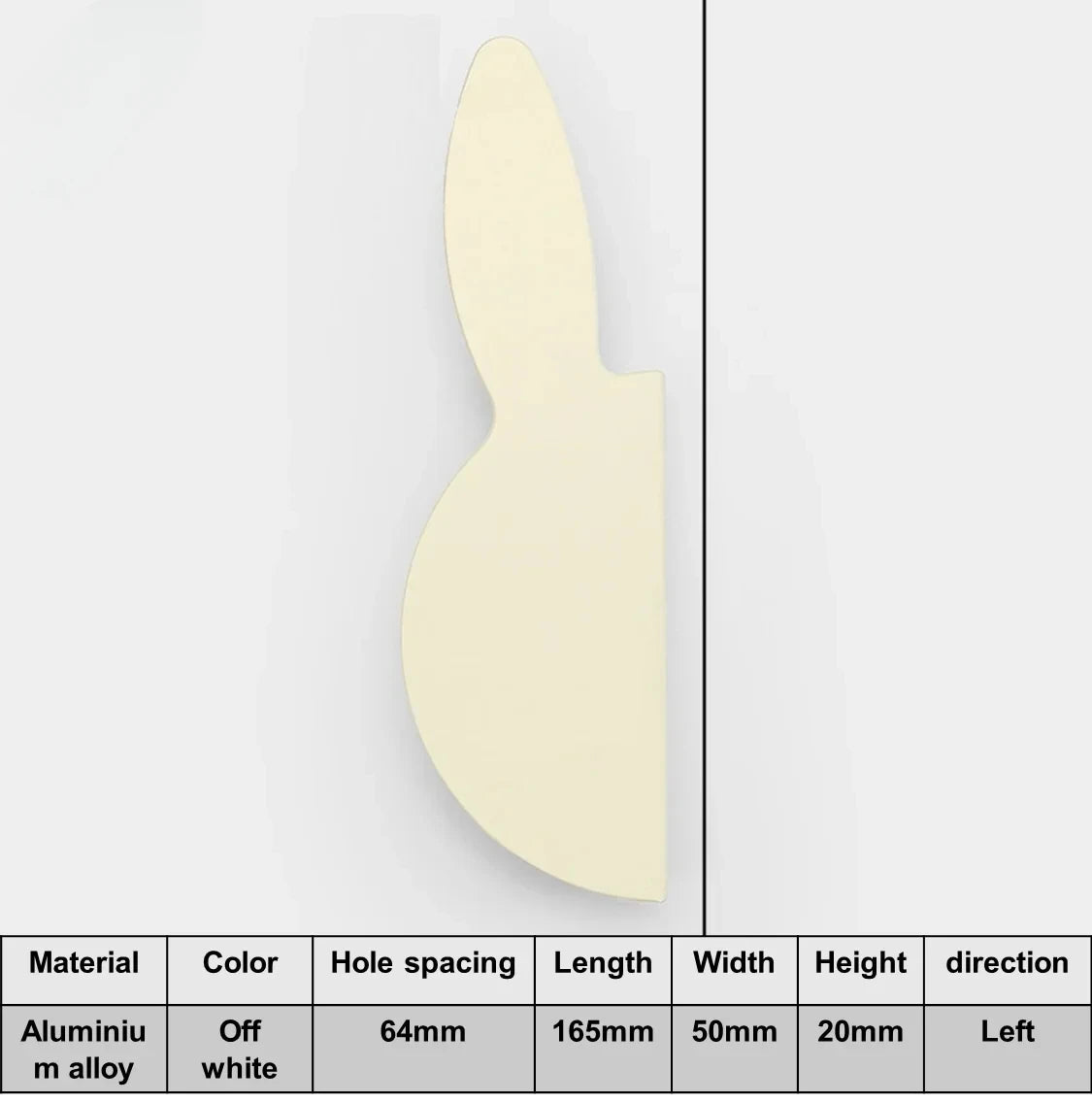 Love Rabbit Cartoon Children's Room Handle Color Matching Cabinet Door Handle Kitchen Cabinet Shoe Cabinet Wardrobe Door Handle Oasis Select Off white Left 165mm