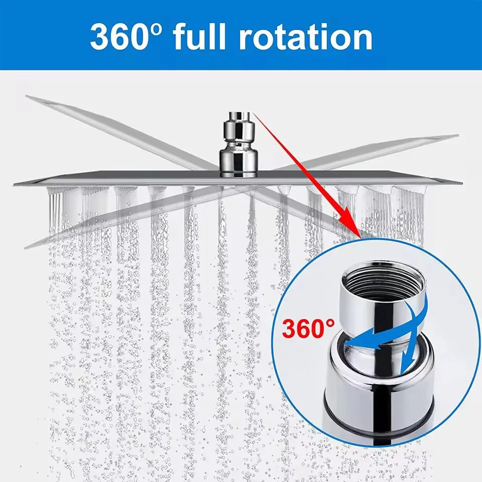 New 8/10/12Inch Rainfall Shower Heads Stainless Steel Square Showerhead Ultra Thin Waterfall Shower Head Pressurized Shower Head Oasis Select