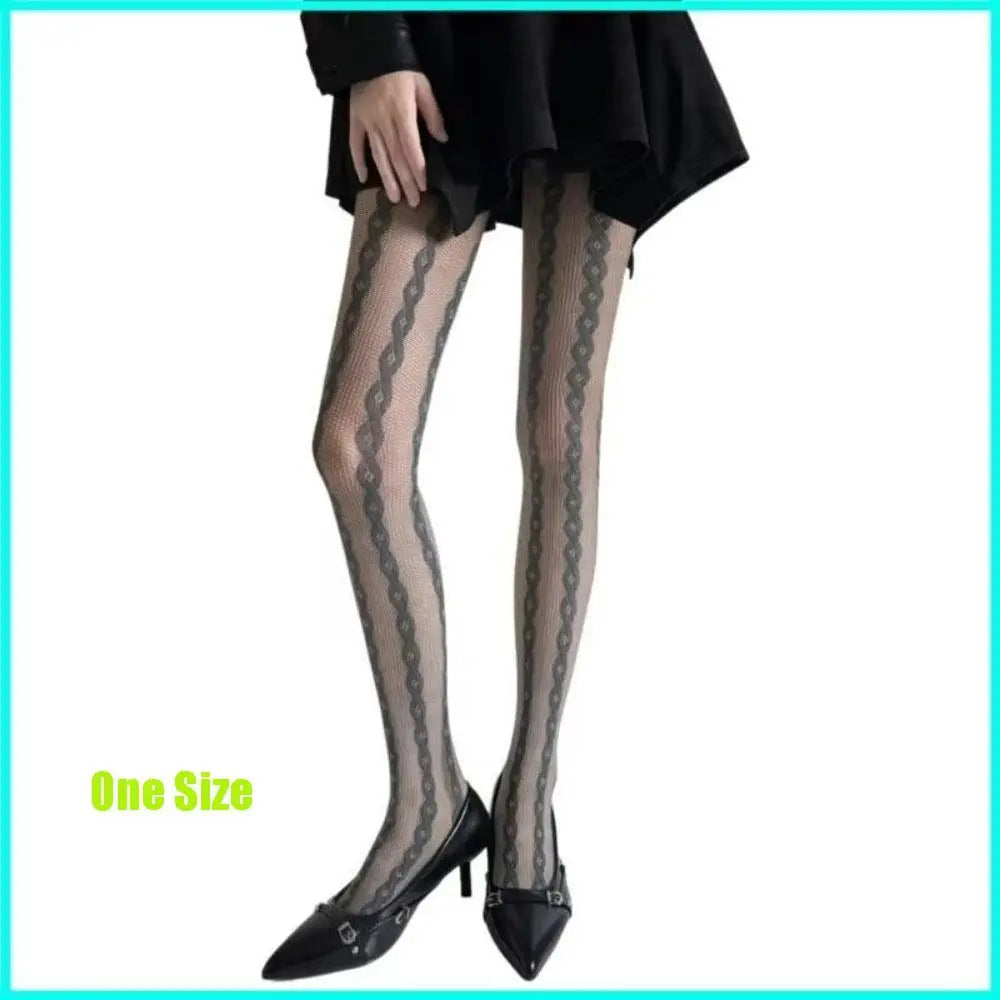 Personality Thin Floral Lace Tights Sexy High Elastic Fishnet Stockings Breathable Hollow Out Pantyhose Women Oasis Select