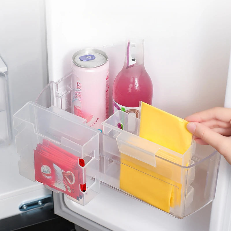 Fridge Side Organizer Clear Plastic Storage Box For Condiments Sauces Small Items Kitchen Container Basket Produce Washing Oasis Select