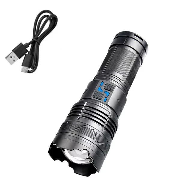 20000LM Super Bright Tactical Flashlight 100W GT60 Long Range Powerful LED Torch USB Rechargeable Using 4 181350A Batteries Oasis Select G50 S no battery Fixed Focus