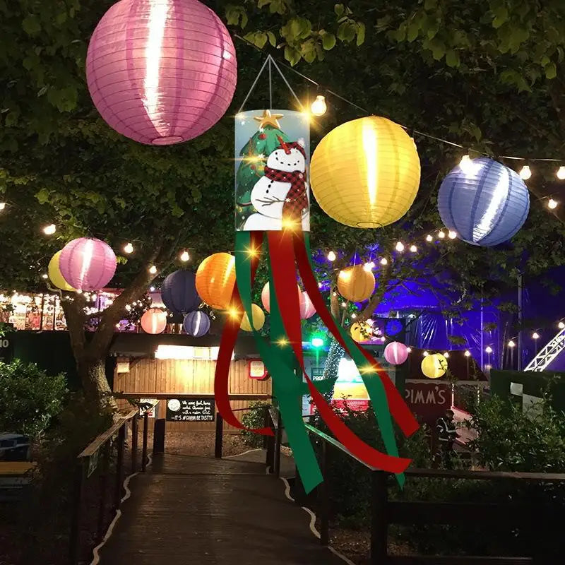 Christmas Wind Tunnel Flags Courtyard Gardens Outdoor Decorative Wind Chimes Wind Bags Hanging Flags Oasis Select