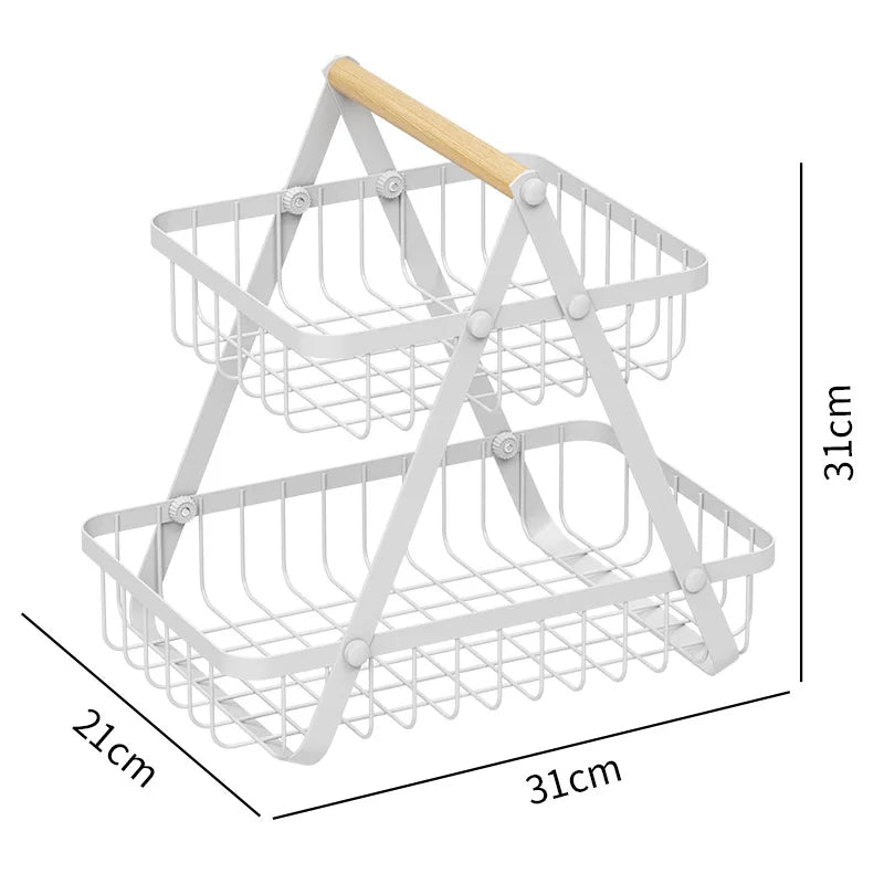 Kitchen Multifunctional Vegetable and Fruit Storage Rack Fruit Plate Snack Vegetable Shelf Portable Candy Tray Fruit Basket Oasis Select Second floor white