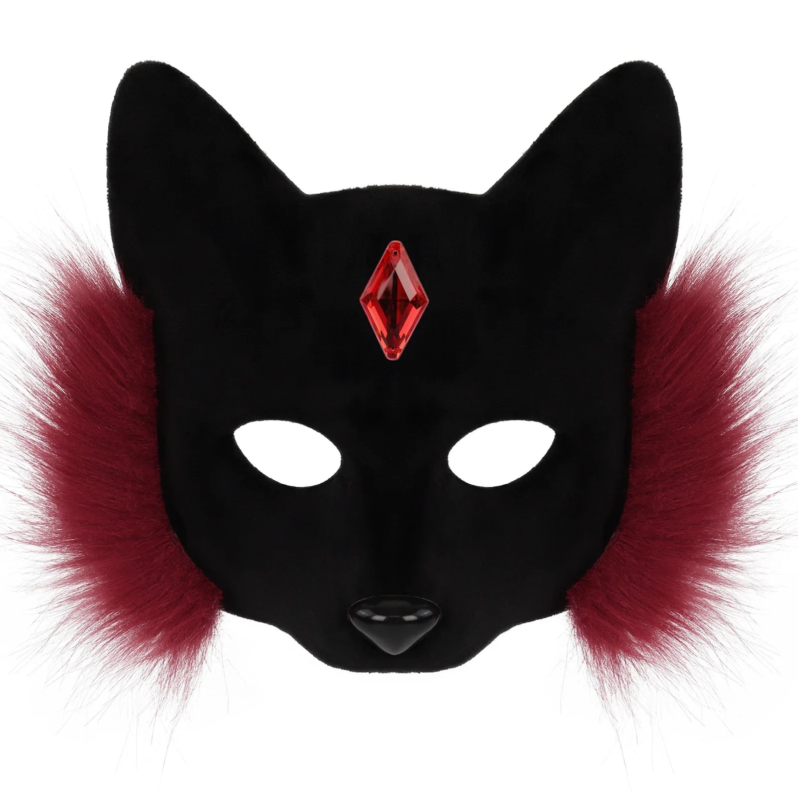 Trendy Animal Half Face Masks Fox Cat Mask Costumes Props for Halloween Cosplay Party Oasis Select Black red