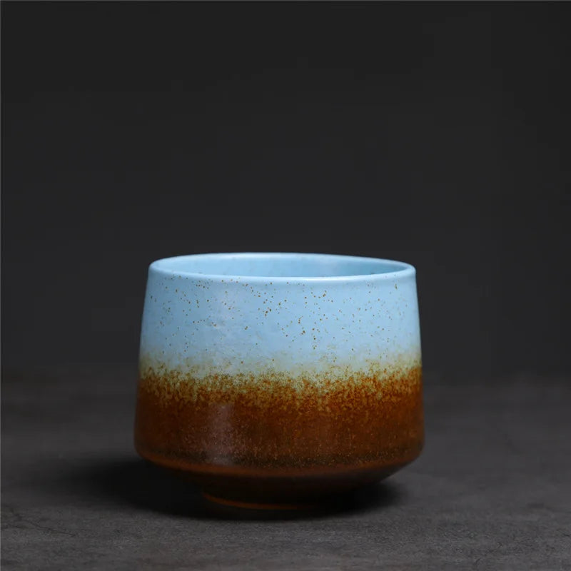 200ml Gradient Ceramic Coffee Cup - Espresso Cup + Latte Cup + Milk Mug, Heat-Resistant Matte Glaze Teacup for Cafes & Home Use Oasis Select Blue-Brown 200ml