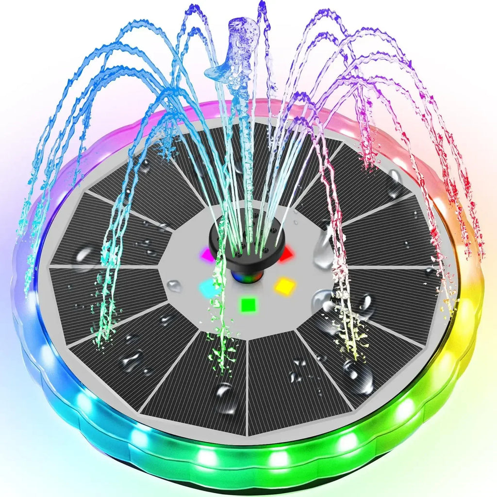 Solar Fountain with LED Lights Matte Panel, Built-in Battery Bird Bath Fountains Solar Power Pump for Pond, Outdoor,Garden,Pool Oasis Select