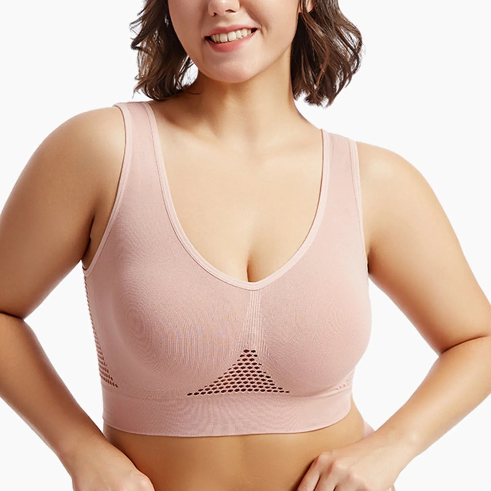 Breathable Sports Bra Top Fitness Women Brassiere Removable Padded Sport Bra Running Gym Seamless Push Up Bras Oasis Select