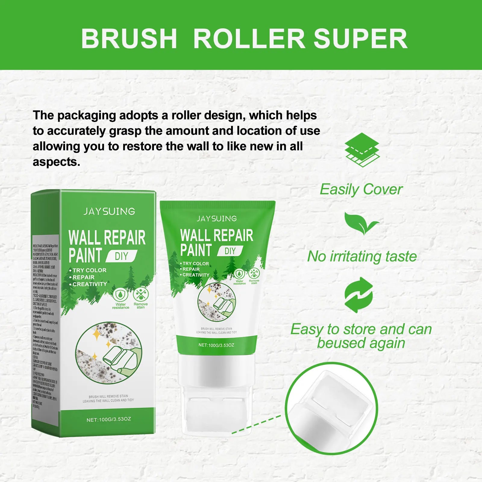 Jaysuing Wall Repair Paint – Stain & Graffiti Cover Primer Wall Repair Paint Oasis Select